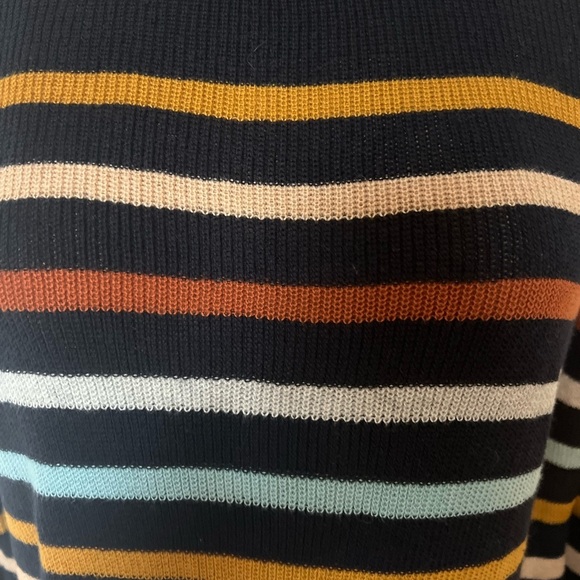 LOFT navy Striped Multicolor Women's Sweater medium - Picture 3 of 8